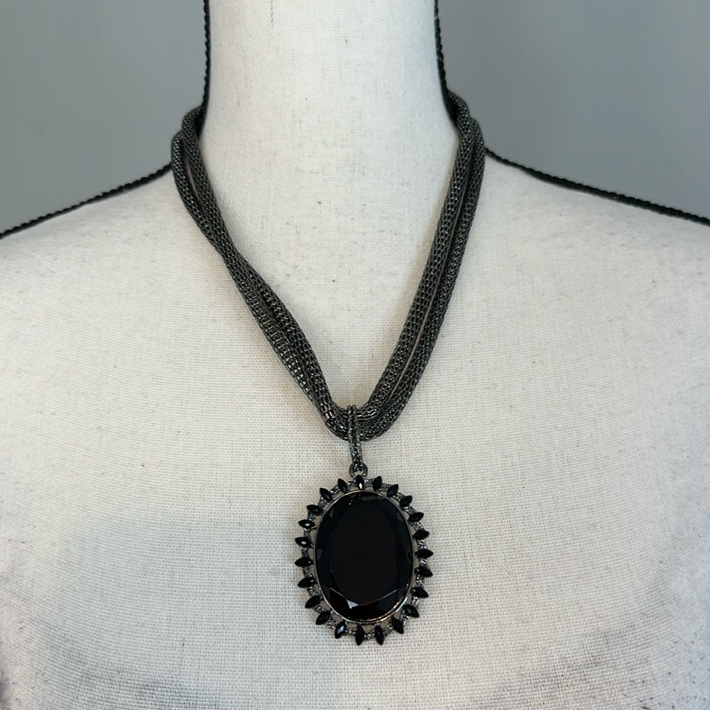 Gunmetal Pendant Black Jewel Fashion Jewelry Necklace
